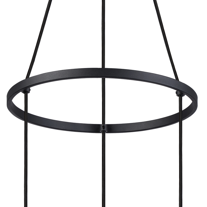 Load image into Gallery viewer, C-Lighting Hektor Ring Pendant With 16cm x 14cm Shade, 3 Light E27, Sand Black/Light Grey/Silver Metal Shade - 60907
