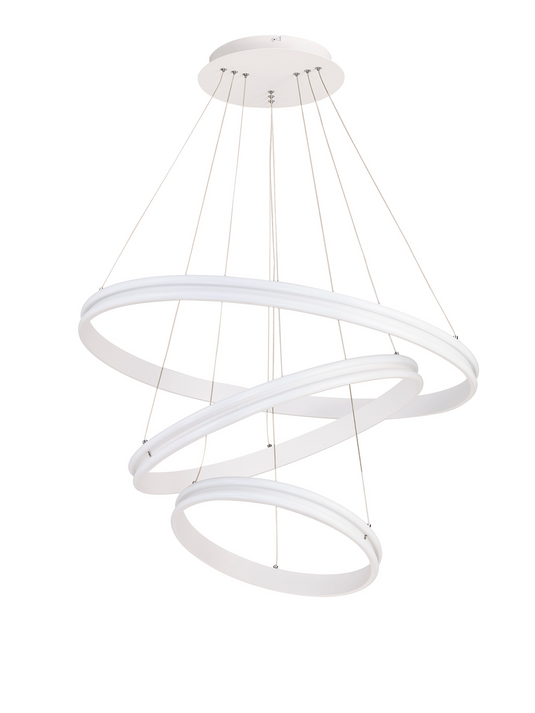 C-Lighting Circles Pendant, 3 Light 50W,30W,20W LED, 4000K, 5470lm, Dimmable, Matt White, 3yrs Warranty - 29192