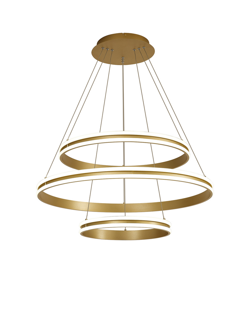 Load image into Gallery viewer, C-Lighting Circles Pendant, 3 Tier 50W,30W, 20W LED, 3500K, 5470lm, Dimmable, Sand Gold, 3yrs Warranty - 60840
