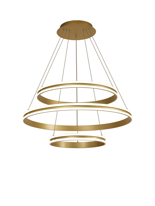C-Lighting Circles Pendant, 3 Tier 50W,30W, 20W LED, 3500K, 5470lm, Dimmable, Sand Gold, 3yrs Warranty - 60840
