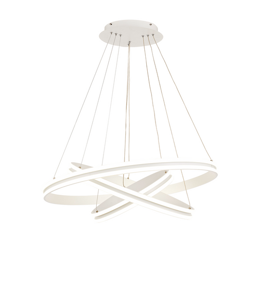 C-Lighting Circles Pendant, 3 Light 50W,30W,20W LED, 4000K, 5470lm, Dimmable, Matt White, 3yrs Warranty - 29192