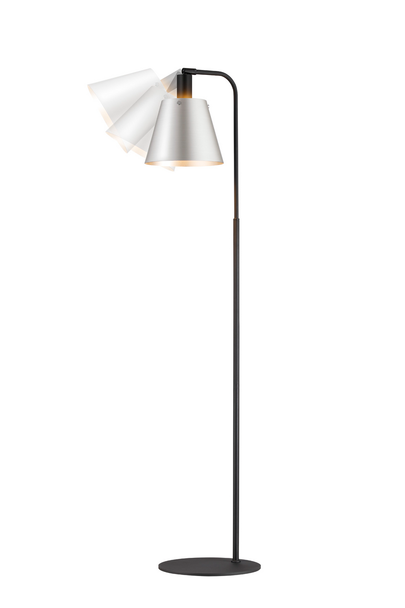 Load image into Gallery viewer, C-Lighting Hektor Floor Lamp With 23cm x 18cm Shade, 1 Light E27, Sand Black/Light Grey/Silver Metal Shade - 60828
