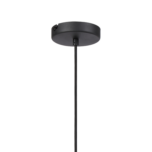 C-Lighting Hektor Single Pendant With 16cm x 14cm Shade, 1 Light E27, Sand Black/Frosted White Glass Shade  - 60866