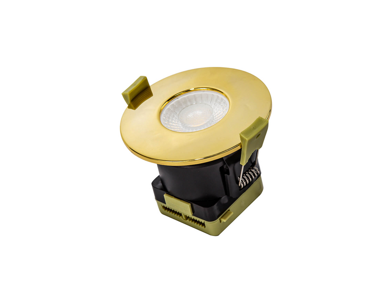 Load image into Gallery viewer, C-Lighting Vauxhall 8W Dimmable CCT LED Fire Rated Downlight Brass Fascia IP65 - 42503
