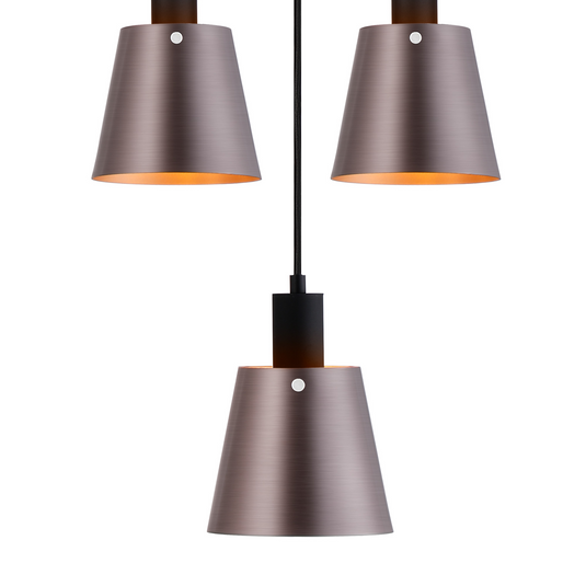 C-Lighting Hektor Ring Pendant With 16cm x 14cm Shade, 5 Light E27, Sand Black/Brown/Copper Metal Shade - 60911