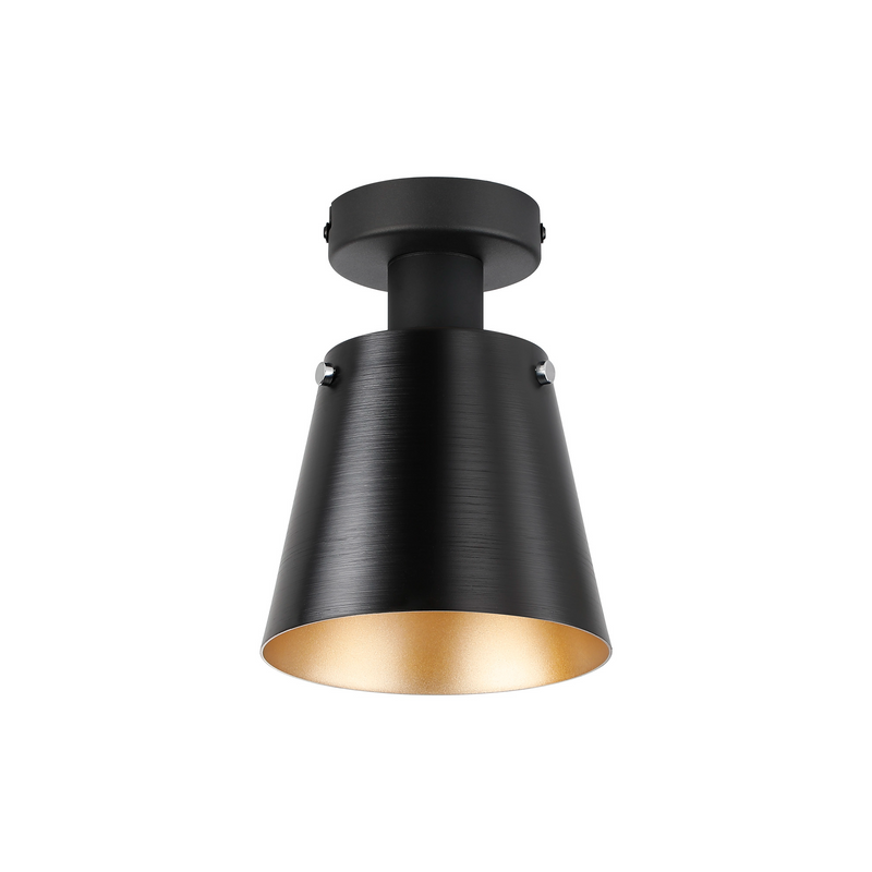 Load image into Gallery viewer, C-Lighting Hektor Ceiling Light With 16cm x 14cm Shade, 1 Light E27, Sand Black/Black/Gold Metal Shade - 60845
