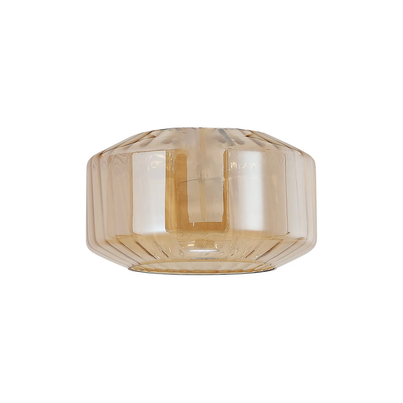 Load image into Gallery viewer, C-Lighting Budapest 300mm x 165mm Amber Plated Chamfered Round Rippled Glass Shade - 57095
