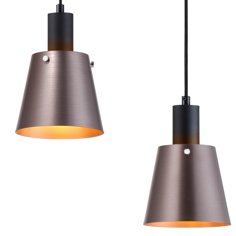 Load image into Gallery viewer, C-Lighting Hektor Linear Pendant With 16cm x 14cm Shade, 3 Light E27, Sand Black/Brown/Copper Metal Shade - 60875
