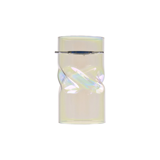 C-Lighting Budapest 120 x 220mm Twisted Cylinder Iridescent Glass Shade c/w Polished Chrome 3 Rod Suspension Plate - 61641