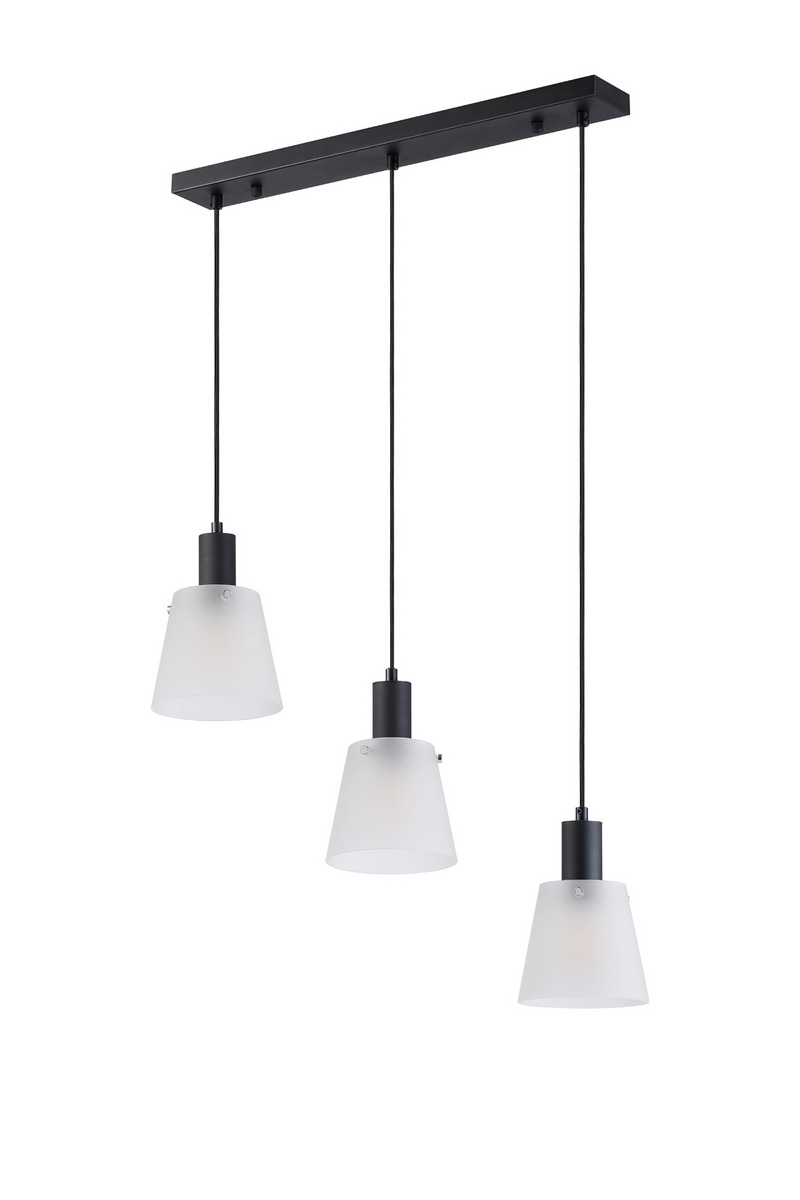 Load image into Gallery viewer, C-Lighting Hektor Linear Pendant With 16cm x 14cm Shade, 3 Light E27, Sand Black/Frosted White Glass Shade  - 60878

