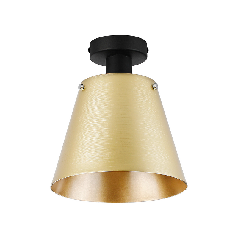 Load image into Gallery viewer, C-Lighting Hektor Ceiling Light With 23cm x 18cm Shade, 1 Light E27, Sand Black/Brass/Gold Metal Shade Shade - 60859
