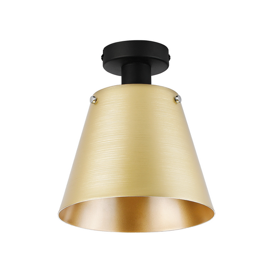 C-Lighting Hektor Ceiling Light With 23cm x 18cm Shade, 1 Light E27, Sand Black/Brass/Gold Metal Shade Shade - 60859