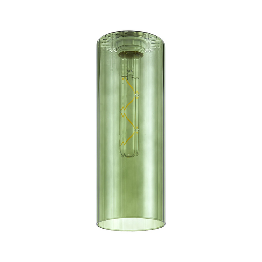 C-Lighting Budapest 100mm x 280mm Green Ribbed Slim Tube Glass Shade -