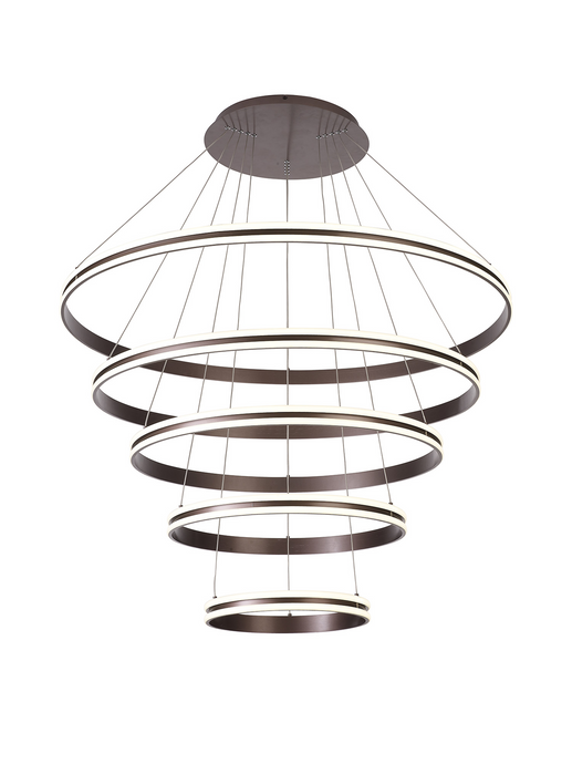 C-Lighting Circles Pendant, 5 Tier 150W LED, 3500K, 6800lm, Triac Dimmable, Coffee, 3yrs Warranty - 60844
