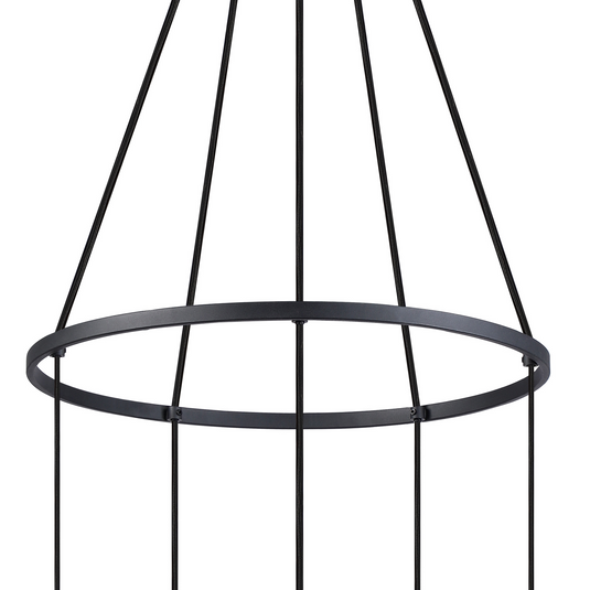 C-Lighting Hektor Ring Pendant With 16cm x 14cm Shade, 5 Light E27, Sand Black/Light Grey/Silver Metal Shade - 60913