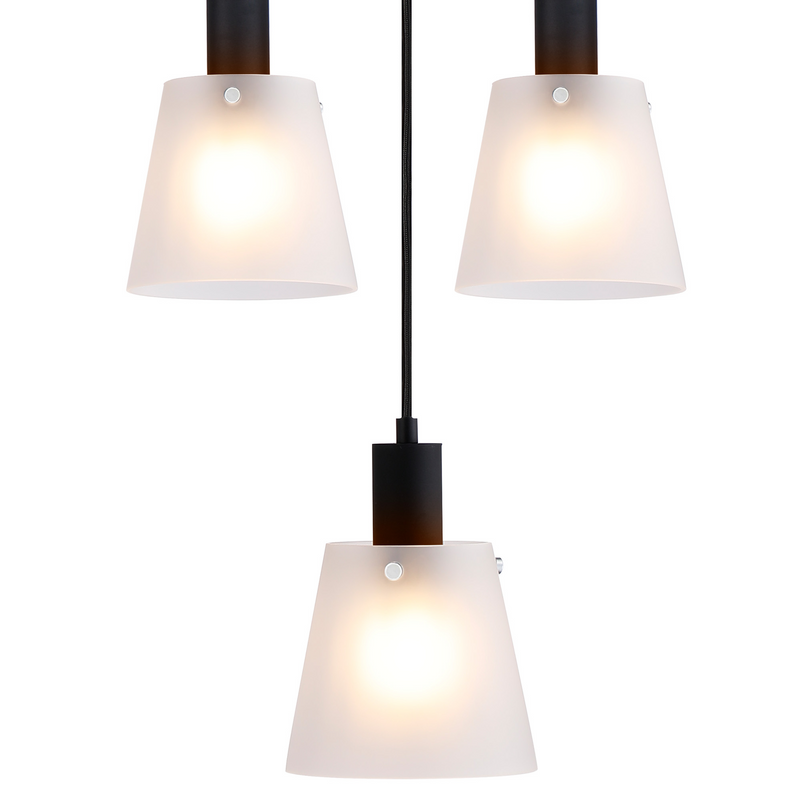 Load image into Gallery viewer, C-Lighting Hektor Ring Pendant With 16cm x 14cm Shade, 5 Light E27, Sand Black/Frosted White Glass Shade - 60914
