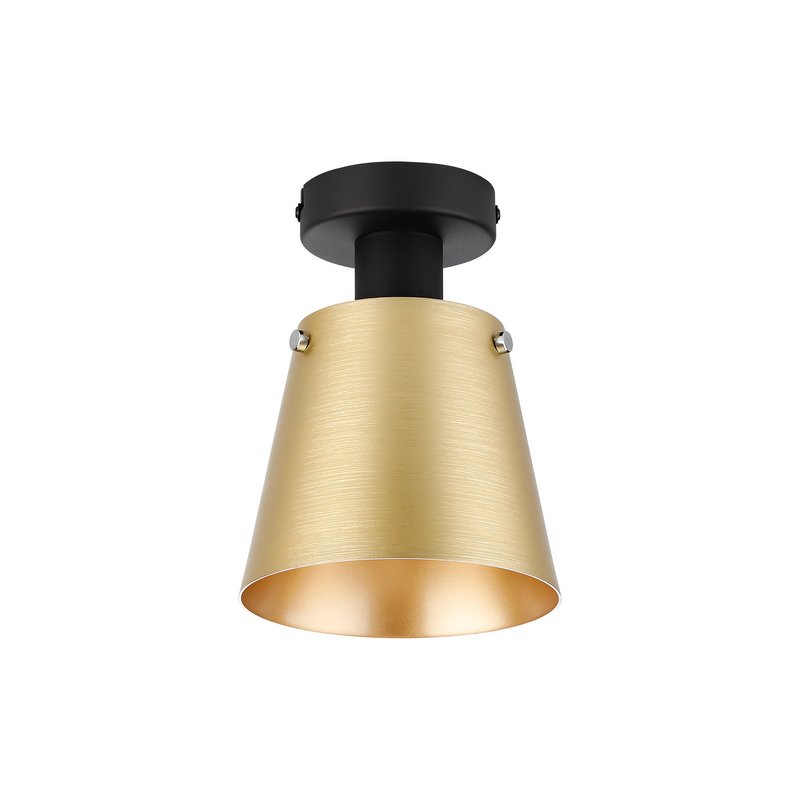 Load image into Gallery viewer, C-Lighting Hektor Ceiling Light With 16cm x 14cm Shade, 1 Light E27, Sand Black/Brass/Gold Metal Shade - 60847
