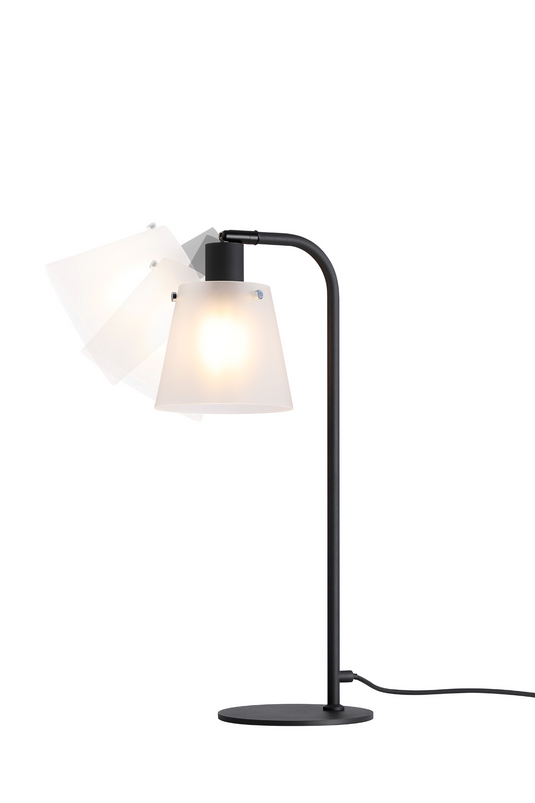 C-Lighting Hektor Table Lamp With 16cm x 14cm Shade, 1 Light E27, Sand Black/Frosted White Glass Shade - 60833