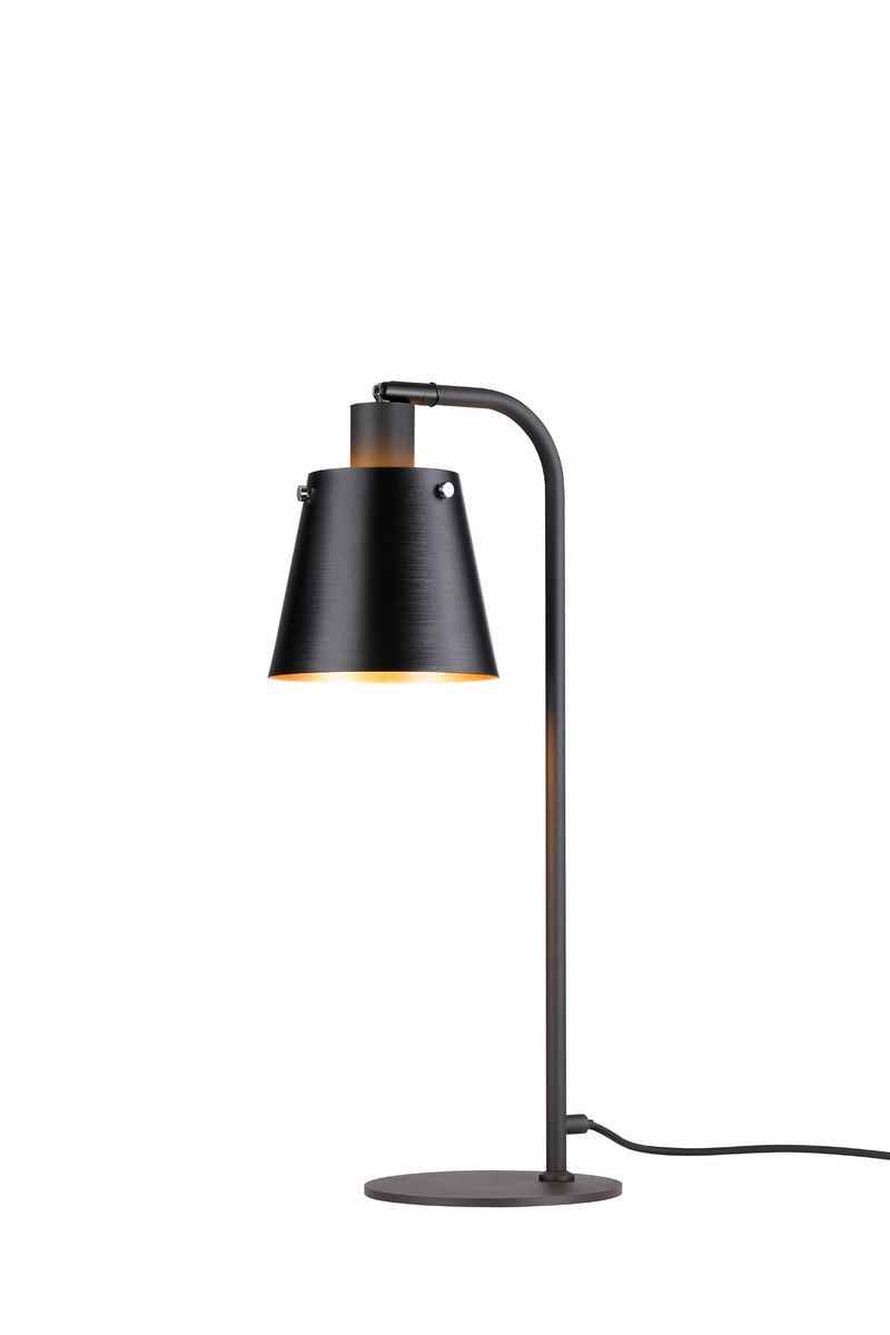 Load image into Gallery viewer, C-Lighting Hektor Table Lamp With 16cm x 14cm Shade, 1 Light E27, Sand Black/Black/Gold Metal Shade - 60837
