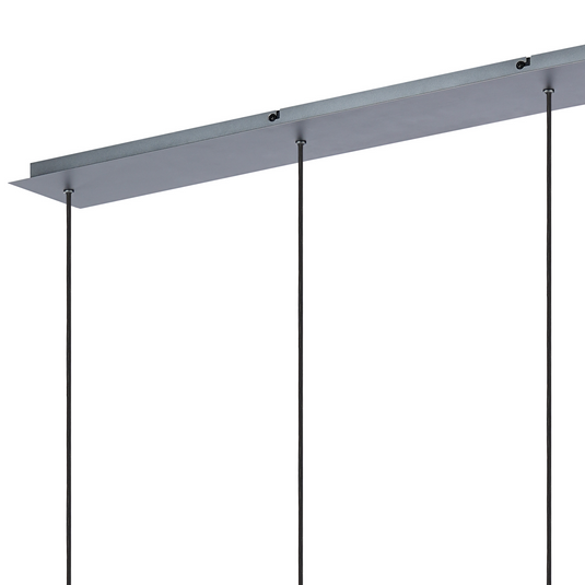C-Lighting Bridge Ribbed Linear Pendant, 4 Light Adjustable E27, Dark Grey/Amber Wide Line Glass -