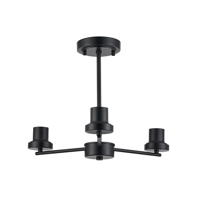 C-Lighting Budapest Satin Black 3 Light Upward Semi Ceiling (FRAME ONLY), Suitable For A Vast Selection Of Glass Shades - 62304