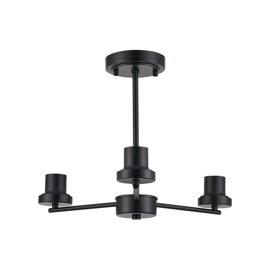 C-Lighting Budapest Satin Black 3 Light Upward Semi Ceiling (FRAME ONLY), Suitable For A Vast Selection Of Glass Shades - 62304