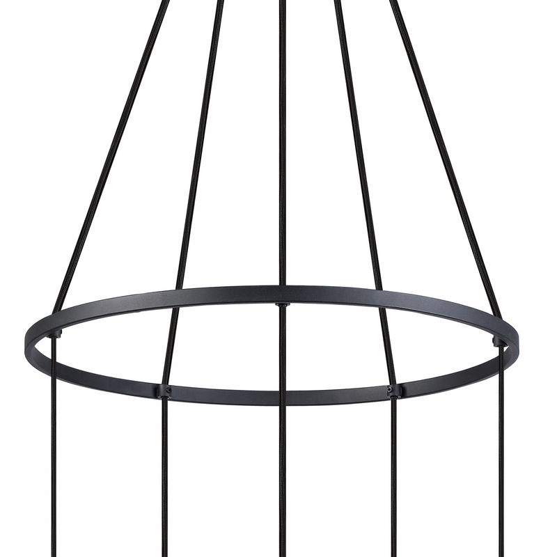 Load image into Gallery viewer, C-Lighting Hektor Ring Pendant With 16cm x 14cm Shade, 5 Light E27, Sand Black/Black/Gold Metal Shade - 60910
