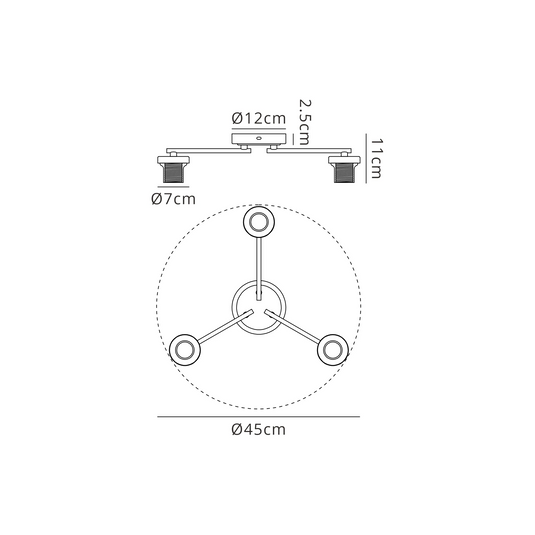 C-Lighting Budapest Satin Nickel 3 Light Flush Ceiling (FRAME ONLY, Suitable For A Vast Selection Of Glass Shades - 62280