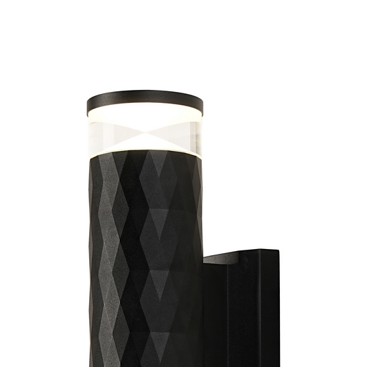 C-Lighting Carolina Diamond Line Wall Lamp With X Pattern Acrylic Shade, 2 x GU10, IP54, Black/Clear/Frosted - 59539