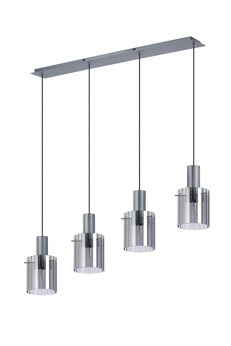 Load image into Gallery viewer, C-Lighting Bridge Ribbed Linear Pendant, 4 Light Adjustable E27, Dark Grey/Smoke Wide Line Glass -
