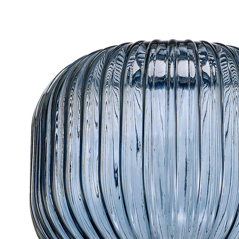 Load image into Gallery viewer, C-Lighting Chisel 16x13cm Pumpkin Shaped Ribbed Glass, Petrol Blue - 57246
