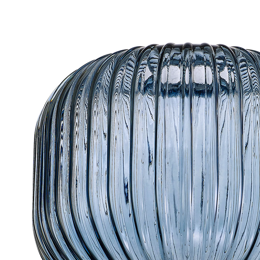 C-Lighting Chisel 16x13cm Pumpkin Shaped Ribbed Glass, Petrol Blue - 57246