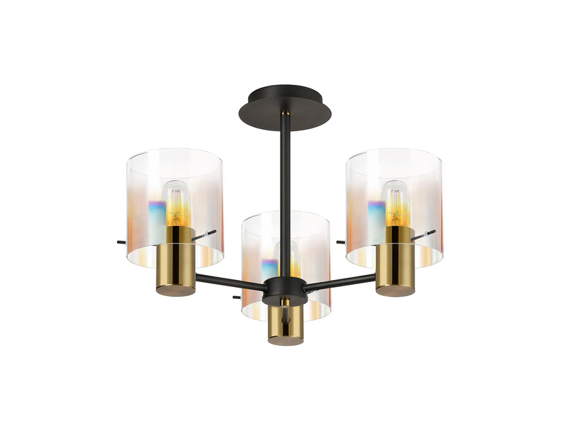 Load image into Gallery viewer, C-Lighting Bridge 54cm Semi Flush Light, 3 x E27, Brass/Sand Black/Iridescent Fade Glass -
