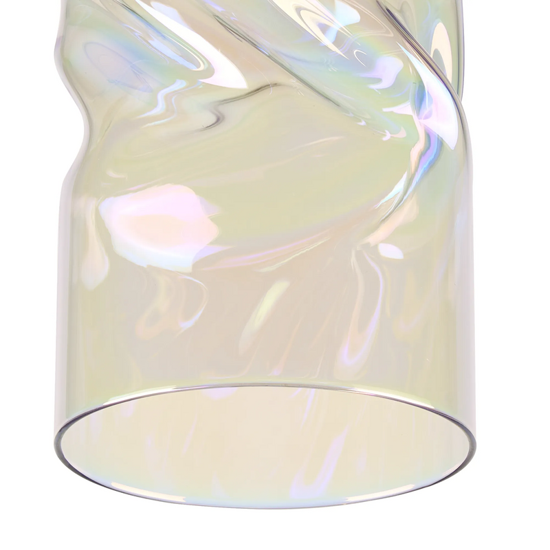 Load image into Gallery viewer, C-Lighting Budapest 120 x 220mm Twisted Cylinder Iridescent Glass Shade c/w Polished Chrome 3 Rod Suspension Plate - 61641
