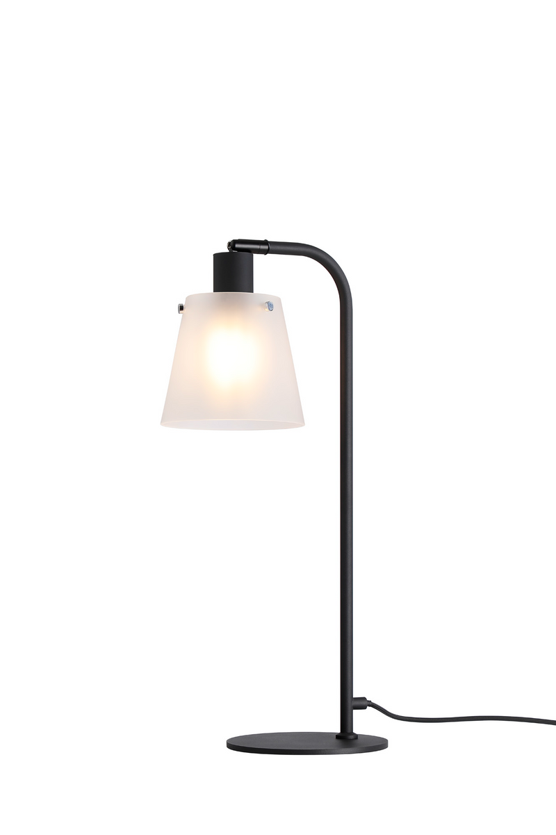 Load image into Gallery viewer, C-Lighting Hektor Table Lamp With 16cm x 14cm Shade, 1 Light E27, Sand Black/Frosted White Glass Shade - 60833
