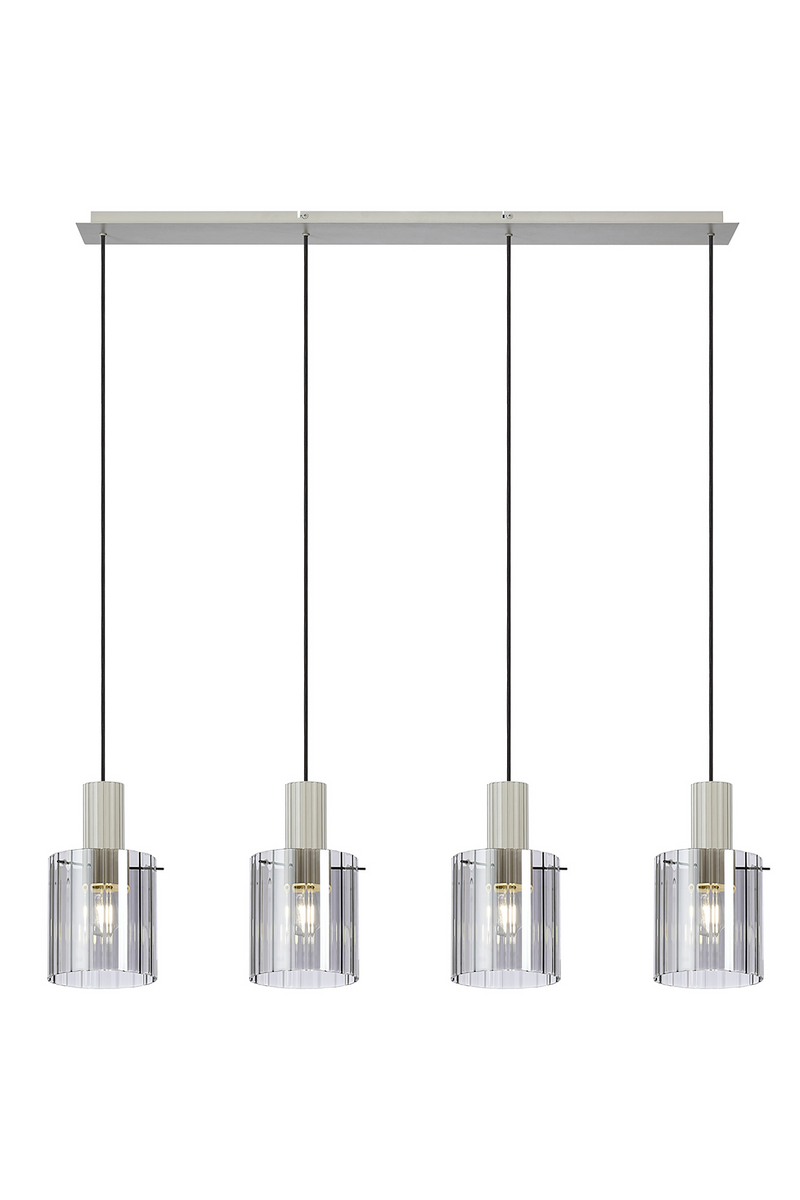 Load image into Gallery viewer, C-Lighting Bridge Ribbed Linear Pendant, 4 Light Adjustable E27, Painted Beige/Smoke Wide Line Glass -
