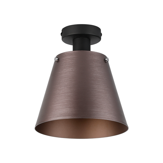 C-Lighting Hektor Ceiling Light With 23cm x 18cm Shade, 1 Light E27, Sand Black/Brown/Copper Metal Shade - 60858