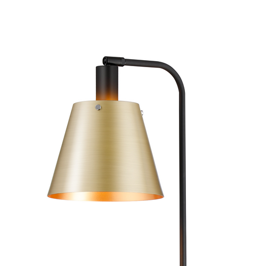 C-Lighting Hektor Floor Lamp With 23cm x 18cm Shade, 1 Light E27, Sand Black/Brass/Gold Metal Shade - 60829