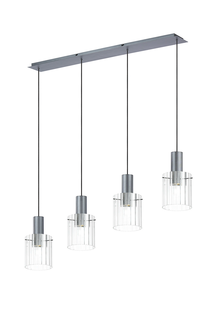Load image into Gallery viewer, C-Lighting Bridge Ribbed Linear Pendant, 4 Light Adjustable E27, Dark Grey/Clear Wide Line Glass -
