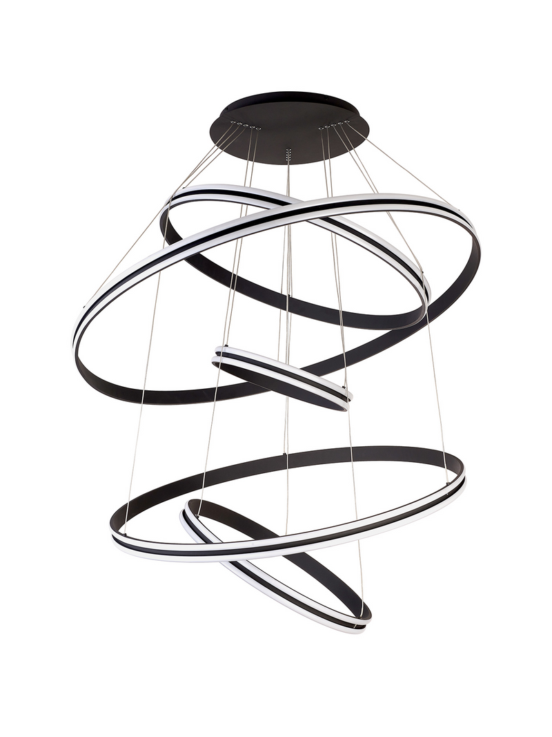 Load image into Gallery viewer, C-Lighting Circles Pendant, 5 Tier 150W LED, 4000K, 6800lm, Triac Dimmable, Graphite, 3yrs Warranty - 60842
