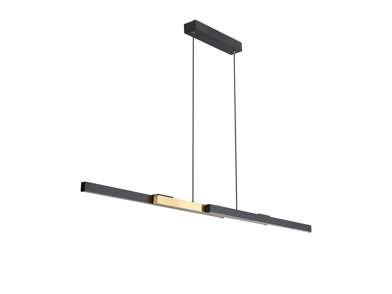 Load image into Gallery viewer, C-Lighting Hayling Expandable Linear Pendant , 40W LED, Remote Control CCT Tuneable White 3000K-6000K, 1800lm, Satin Black/Gold, 3yrs Warranty - 60739
