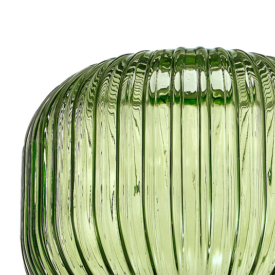 C-Lighting Chisel 16x13cm Pumpkin Shaped Ribbed Glass, Green - 57244