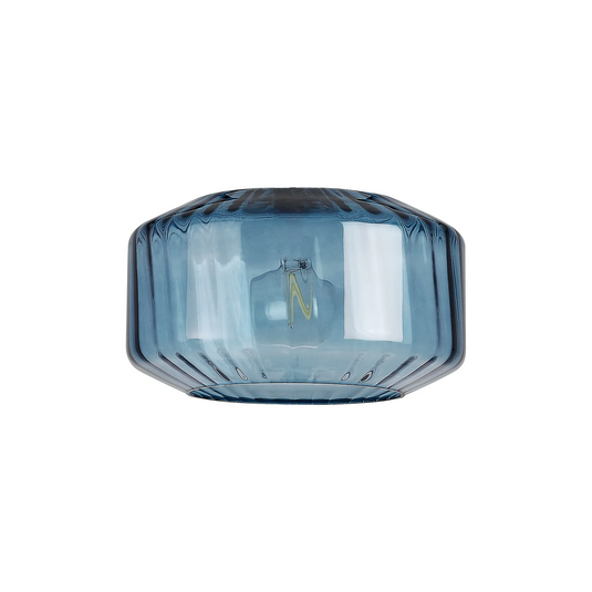 C-Lighting Budapest 300mm x 165mm Petrol Blue Chamfered Round Rippled Glass Shade - 57096