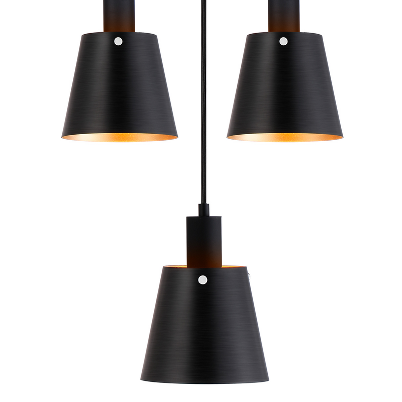 Load image into Gallery viewer, C-Lighting Hektor Ring Pendant With 16cm x 14cm Shade, 5 Light E27, Sand Black/Black/Gold Metal Shade - 60910
