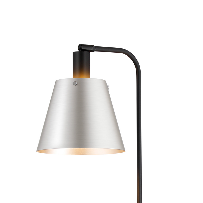 Load image into Gallery viewer, C-Lighting Hektor Floor Lamp With 23cm x 18cm Shade, 1 Light E27, Sand Black/Light Grey/Silver Metal Shade - 60828
