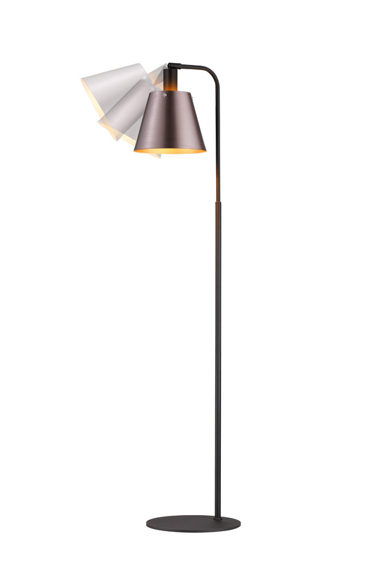 C-Lighting Hektor Floor Lamp With 23cm x 18cm Shade, 1 Light E27, Sand Black/Brown/Copper Metal Shade - 60830