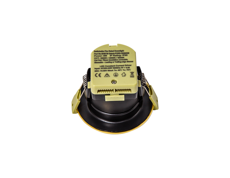 Load image into Gallery viewer, C-Lighting Vauxhall 8W Dimmable CCT LED Fire Rated Downlight Brass Fascia IP65 - 42503
