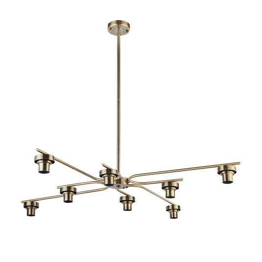 C-Lighting Budapest Antique Brass 8 Light E27 Fixed Linear Pendant (FRAME ONLY), Suitable For A Vast Selection Of Glass Shades - 61650