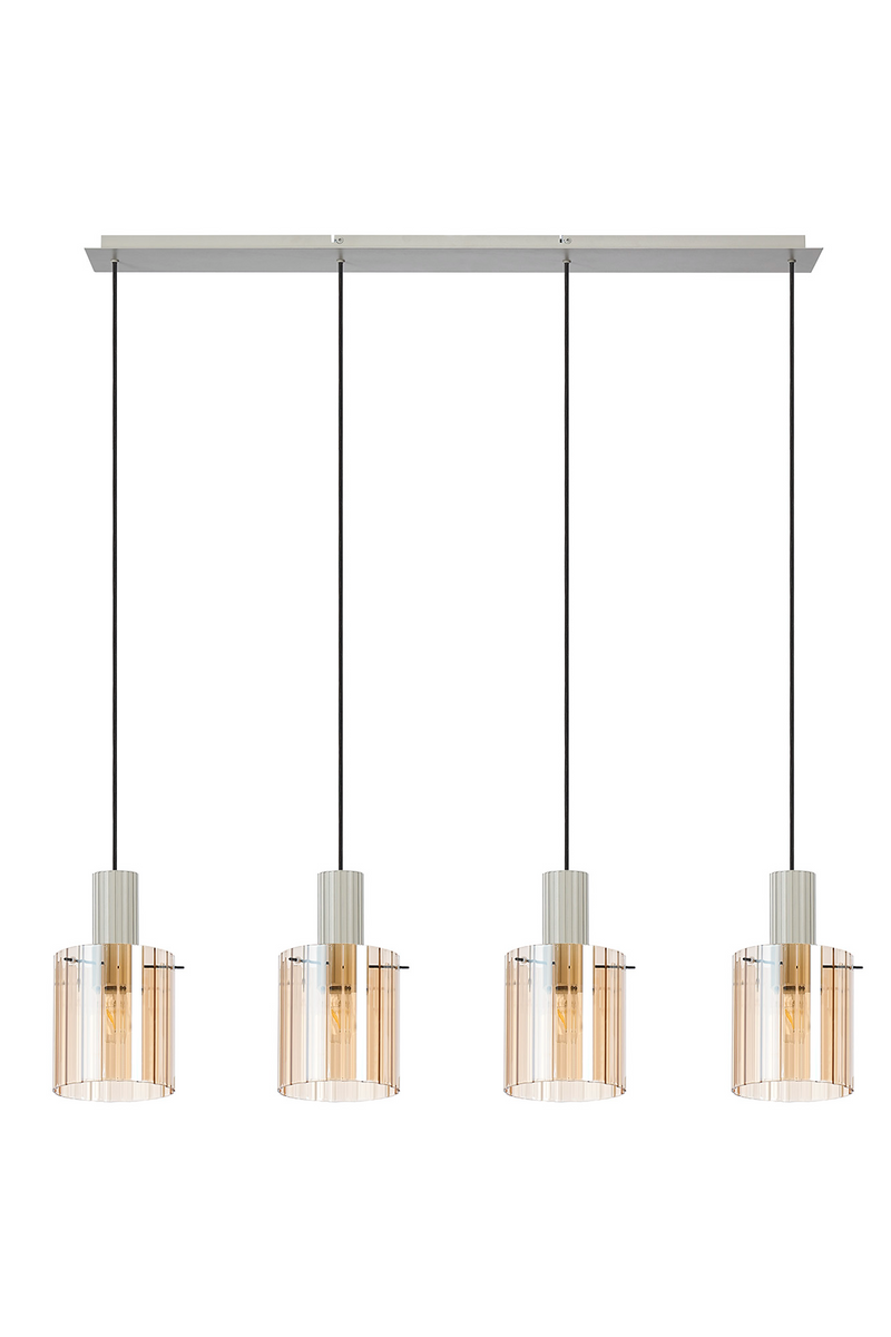 Load image into Gallery viewer, C-Lighting Bridge Ribbed Linear Pendant, 4 Light Adjustable E27, Painted Beige/Amber Wide Line Glass -
