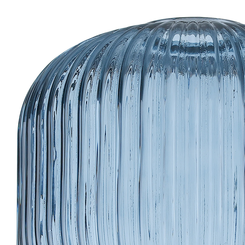 Load image into Gallery viewer, C-Lighting Chisel 20cm Pumpkin Shaped Ribbed Glass, Petrol Blue - 48213
